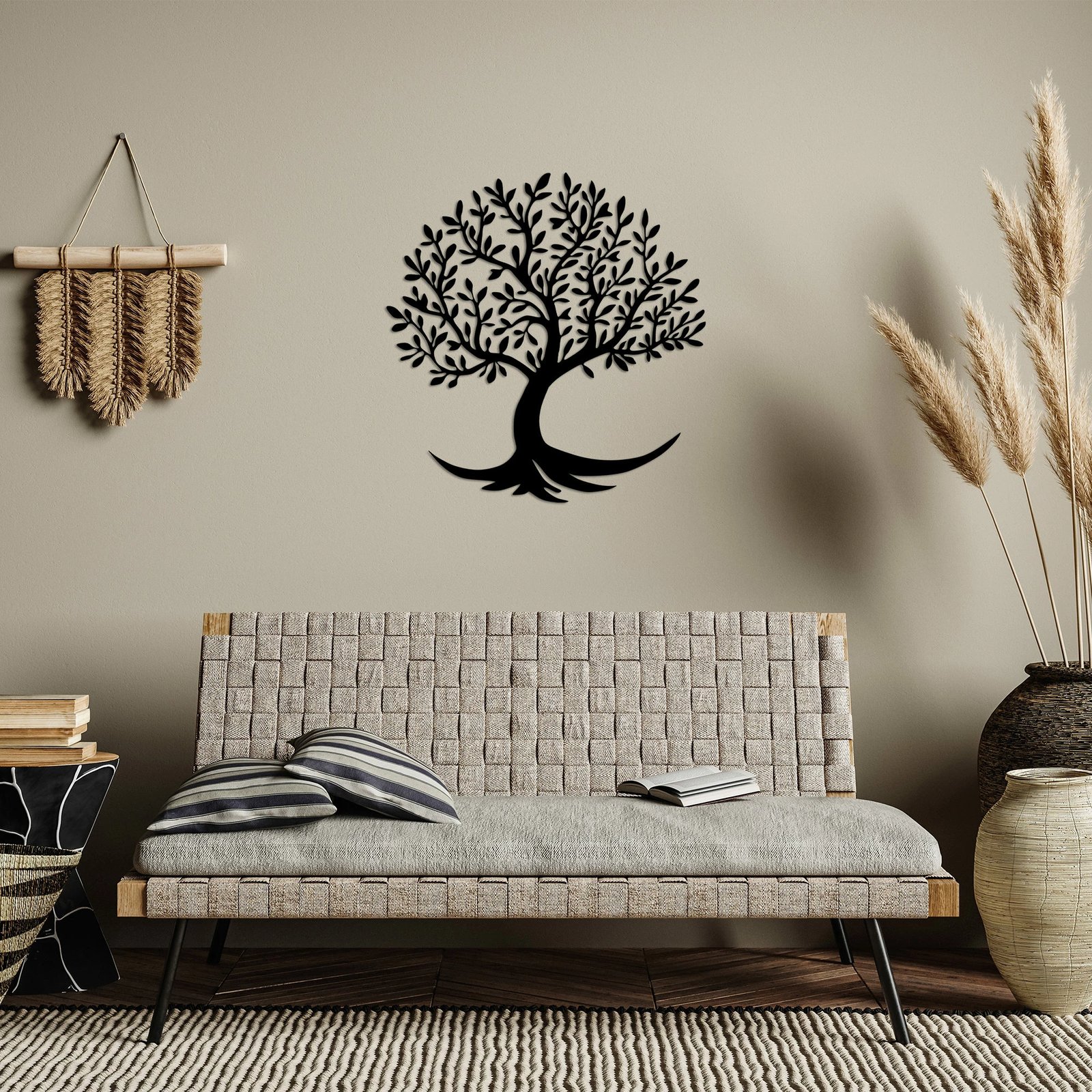 Aksesor dekorativ metalik për mur, Monumental Tree 4, ngjyrë e zezë, Wallity, 68x70cm