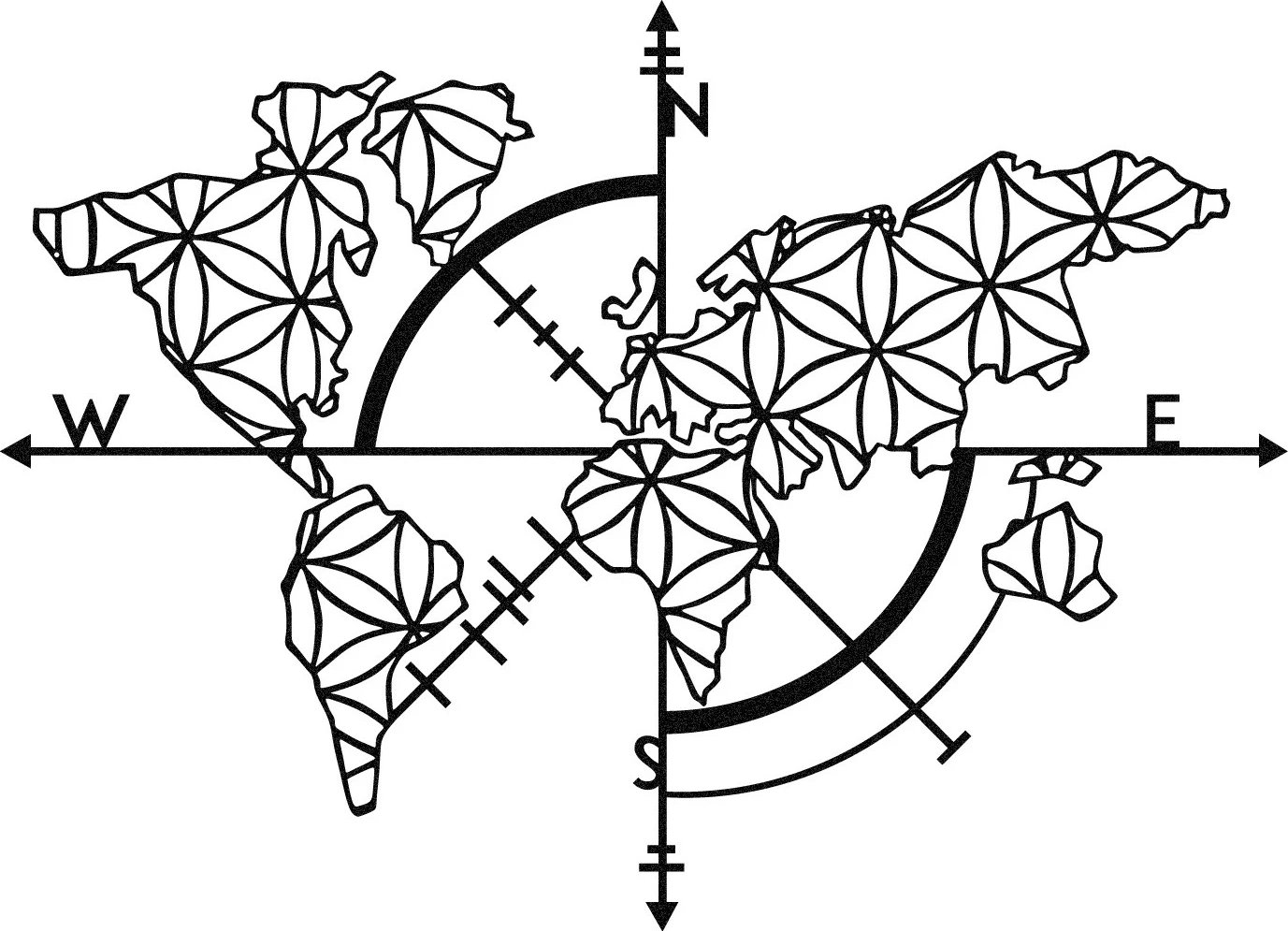 Aksesor dekorativ metalik për mur, Wallity Ritorno, ngjyrë e zezë, 97x70cm