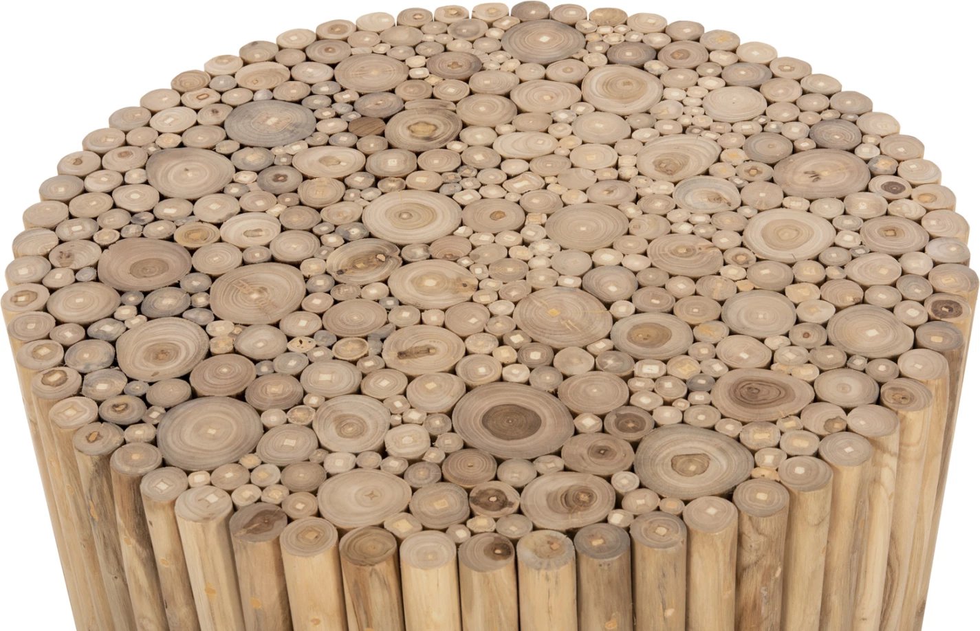 Tavolinë kafeje e rrumbullakët COOTER FH9863 degë TEAK - NATYRALE Φ80x50Hcm