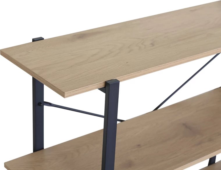 Raft dyshemeje Nebranzo, ngjyrë lisi me metal të zi, 106x35x80cm