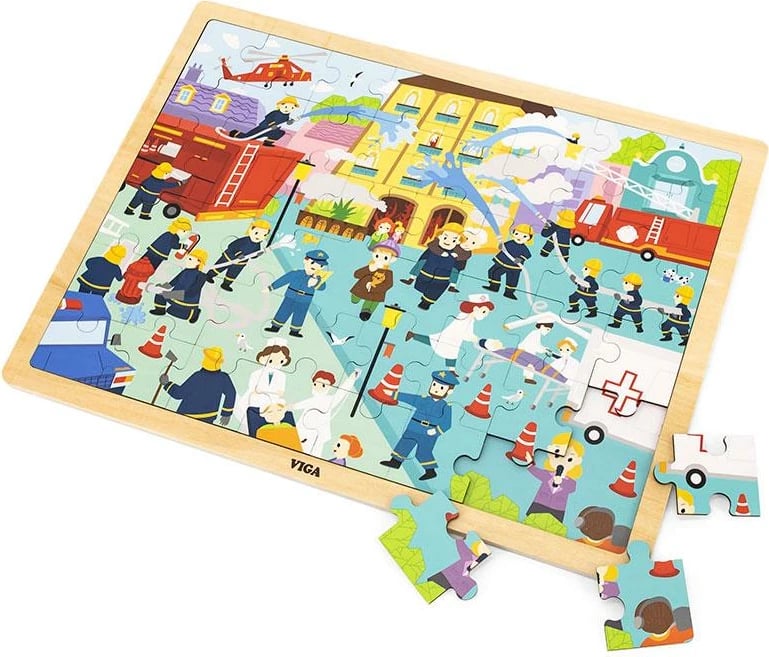 Puzzle druri, Viga, Firefighters, 48 copa, multingjyrësh