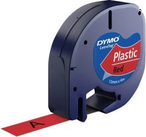 Shirit etiketimi, Dymo, LetraTAG S0721630, 12 mm x 4 m, i kuq