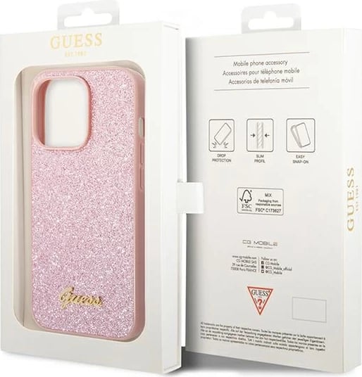 Mbështjellës Guess GUHCP14XHGGSHP për iPhone 14 Pro Max 6.7", Glitter Script, Rozë Mbështjellës Guess GUHCP14XHGGSHP për iPhone 14 Pro Max 6.7", Glitter Script, Rozë