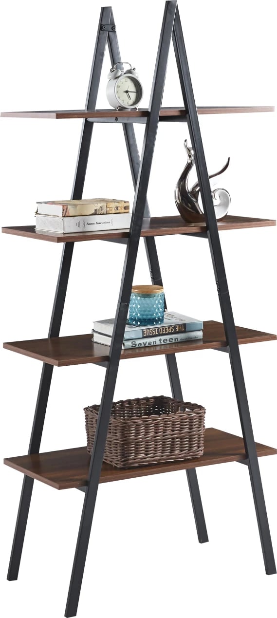 Raft STAM FH18073.04, kornizë metalike e zezë, melaminë ngjyrë arre, 71x38x164 cm