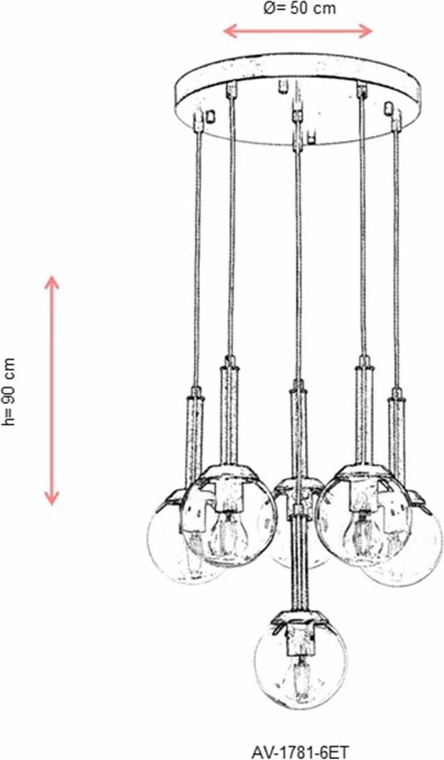 Llambadar industrial Opviq, AV-1781-6ET, ngjyrë antike