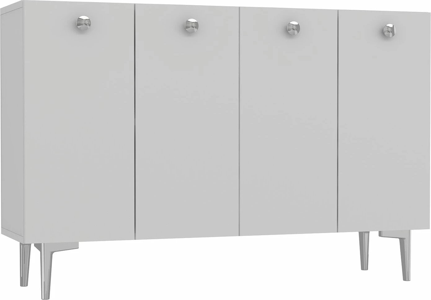 Konsolë moderne, ngjyrë bardhë e argjendtë, Skye Decor, Betty