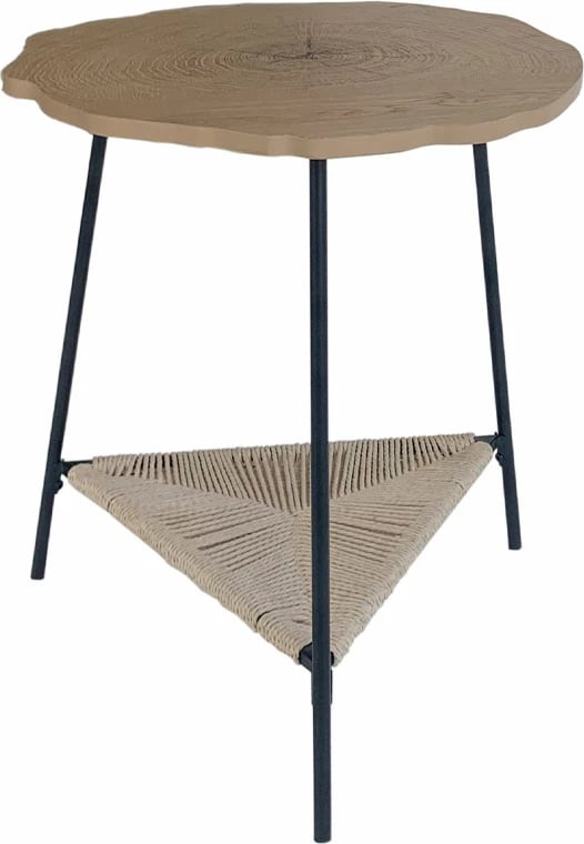 Tavolinë anësore Tree, natyrale e zezë, 46x46x52