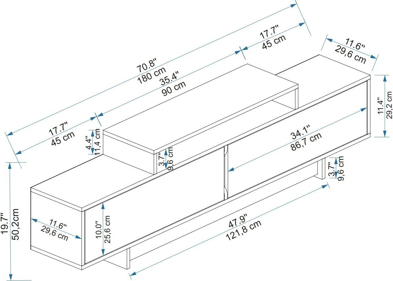Komodë TV Grasyas, ngjyrë dru arre e çelët dhe bezhë