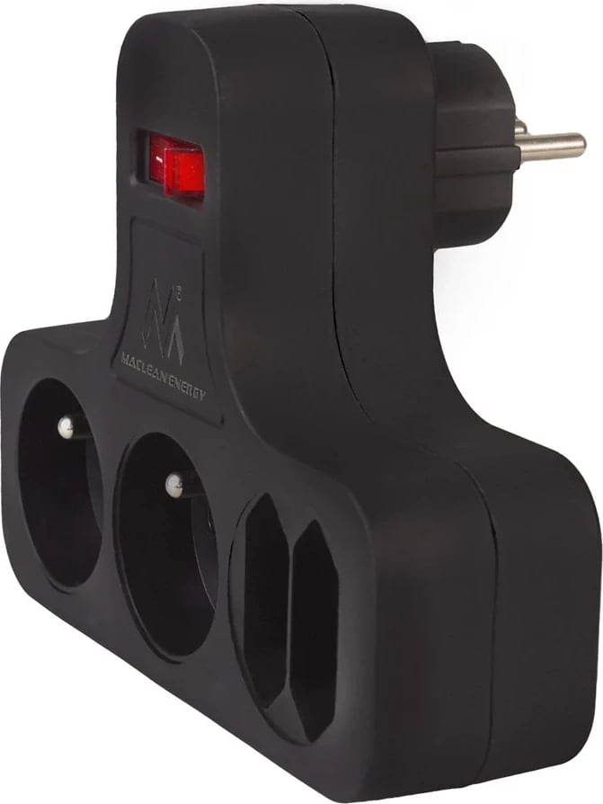 Prizë katërfishe Maclean MCE224 E/B me ndërprerës, e zezë