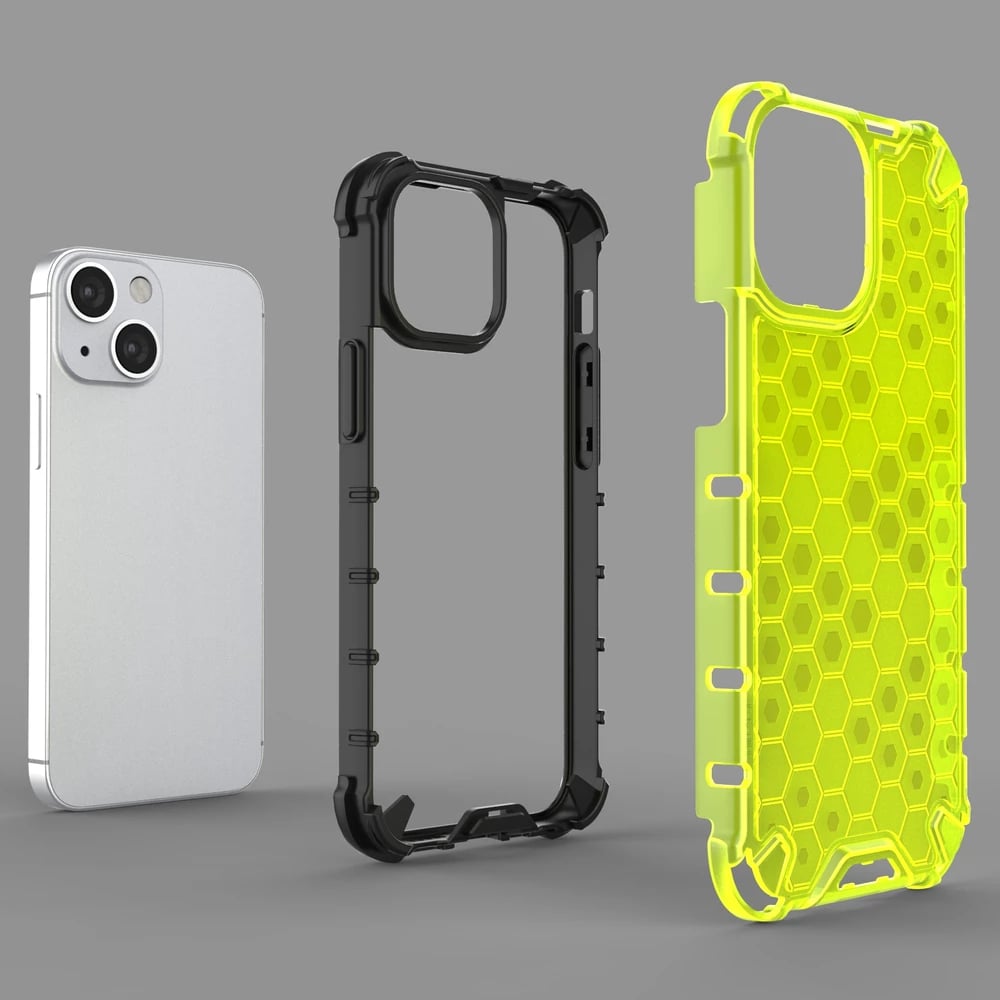 Mbështjellës Hurtel Honeycomb Case për iPhone 13 mini, i zi