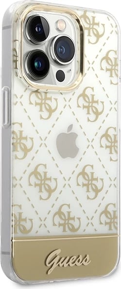 Mbështjellës Guess 4G Pattern Script për iPhone 14 Pro Max 6.7", Gold