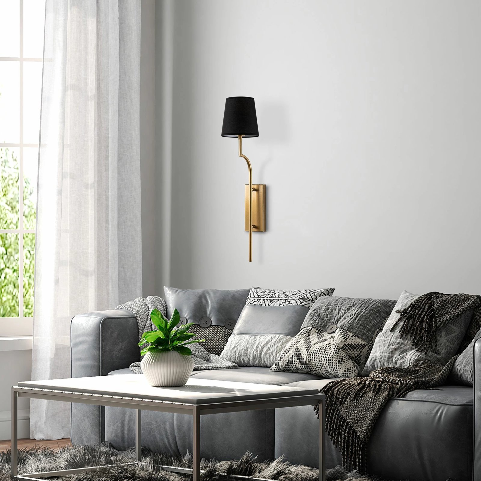 Llambë muri Opviq, Lumora - 15331, trup metalik, ngjyrë ari dhe e zezë