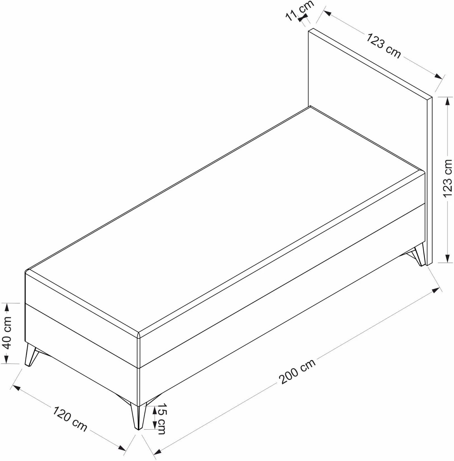 Baze dhe shpinore krevati dopio, ngjyrë bezhë, Skye Decor, 120x200 cm