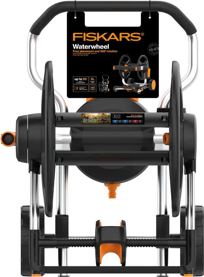 Rrotë manuale Fiskars, për zorrë të ujitjes, XL, zezë/ portokalli Rrotë manuale Fiskars, për zorrë të ujitjes, XL, zezë/ portokalli