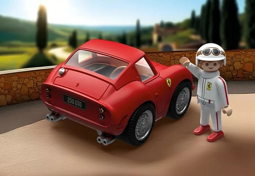 Set lodrash me makinë dhe figurë, Playmobil, Ferrari 250 GTO 71856, 29 pjesë, plastikë, i kuq, set