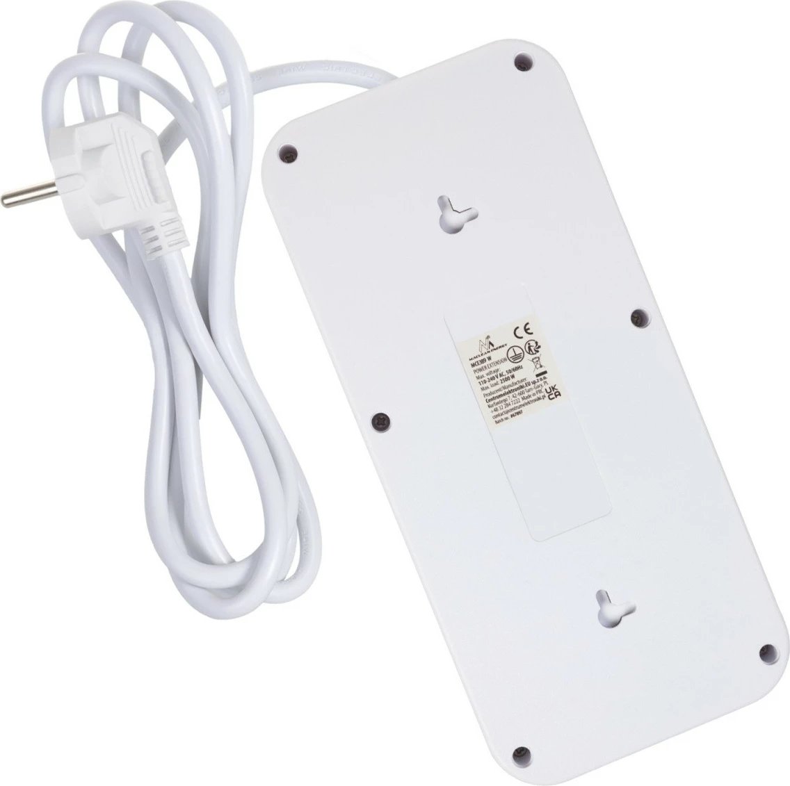 Zgjatues rryme Maclean MCE389 W 6x Schuko, 4x USB-A + 1x USB-C, 1.5 m, 2500W, me çelës, i bardhë
