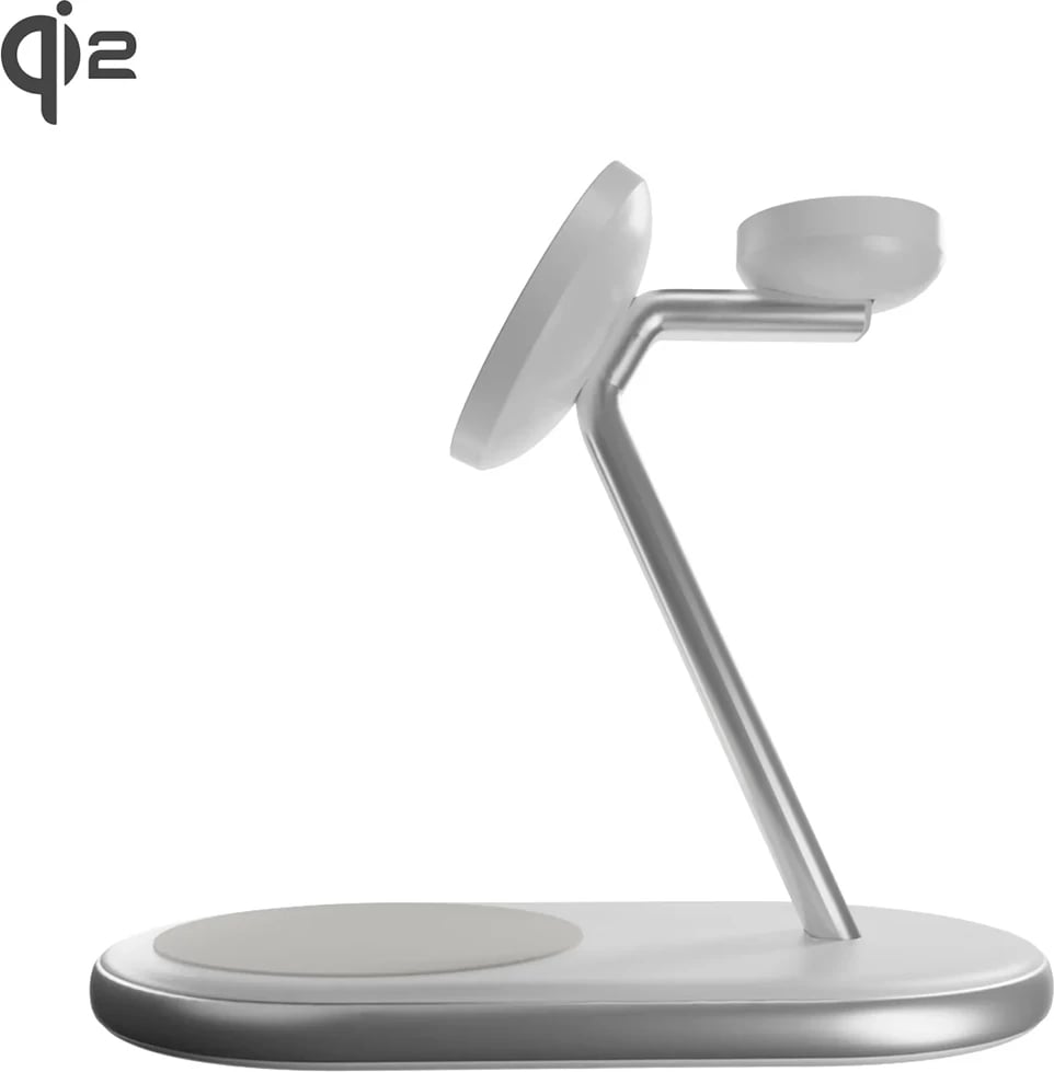 Karikues wireless 3-në-1 Puro Mag Station Qi2, MagSafe, i bardhë