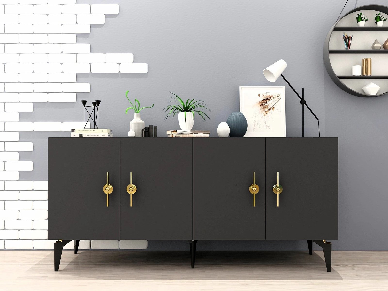 Konsolë Skye Decor, ngjyrë antracit, Zenit