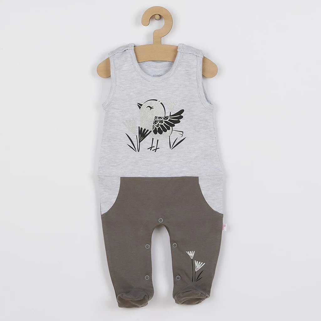 Set 3-pjesësh bebe, KOALA Birdy, 100% pambuk, madhësia 80 (9-12m), gri