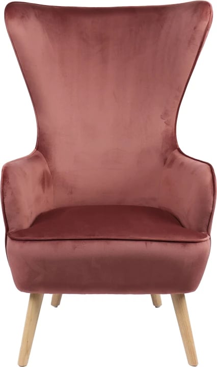 Fotel Byfon, kadife, ngjyrë mollë e kalbur, këmbë druri natyrale, 76x83x117cm