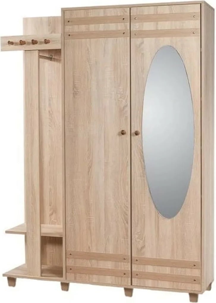 Stendë korridori Garmanto, ngjyrë lisi Sonoma, me pasqyrë, 135-200