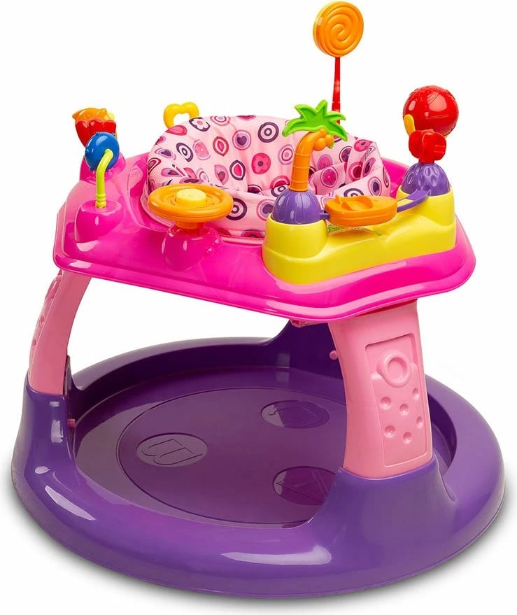 Qendër aktiviteti bebi, Toyz, Hula Bubblegum, rrotullim 360°, panel muzikor me drita, rregullim 3 nivele, rozë