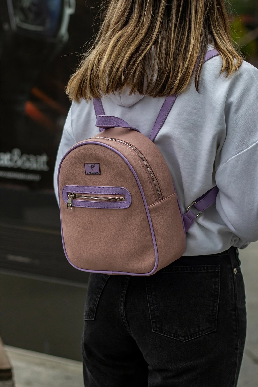 Çantë shpine Zoozie Bags, Oslo, ngjyrë pluhur dhe lejla