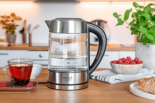 Çajnik elektrik Adler AD 1247 1.7 L kontroll temperature trup xhami inox