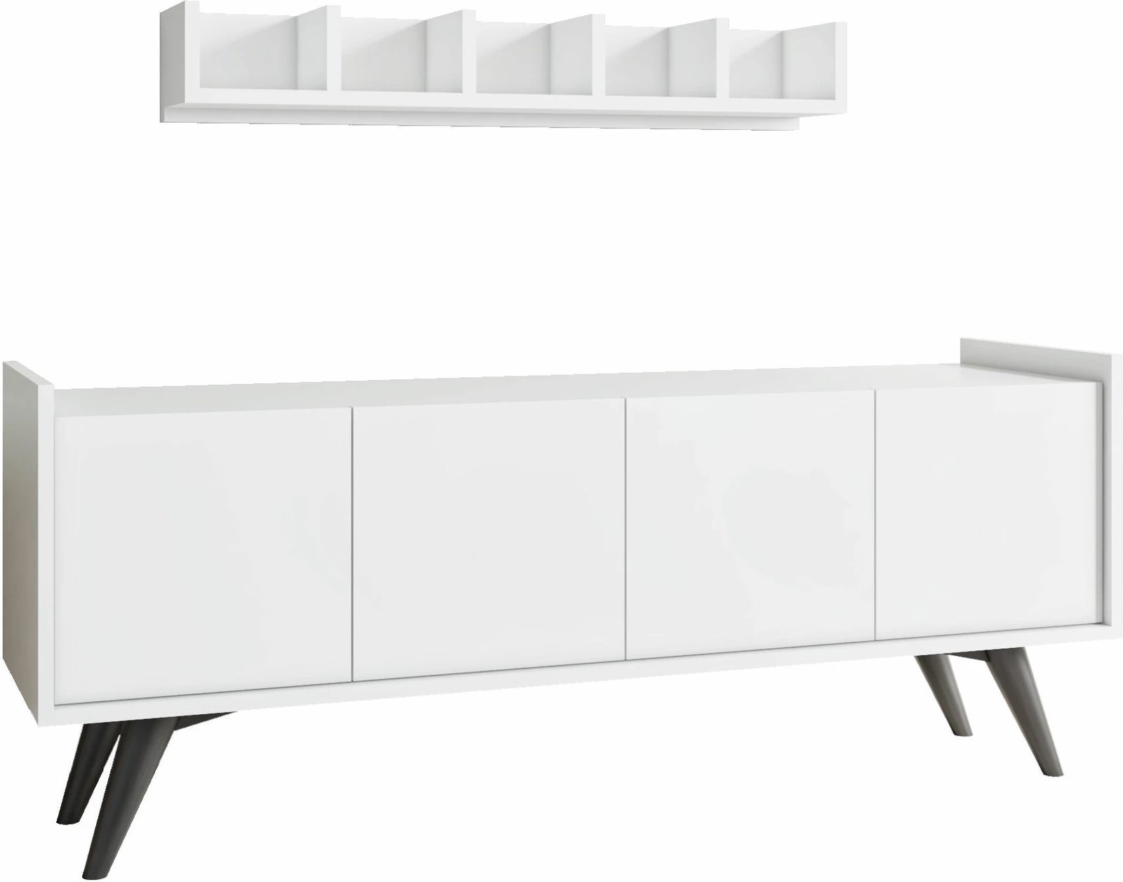 Konsolë moderne me rafte, ngjyrë e bardhë, Skye Decor Siena