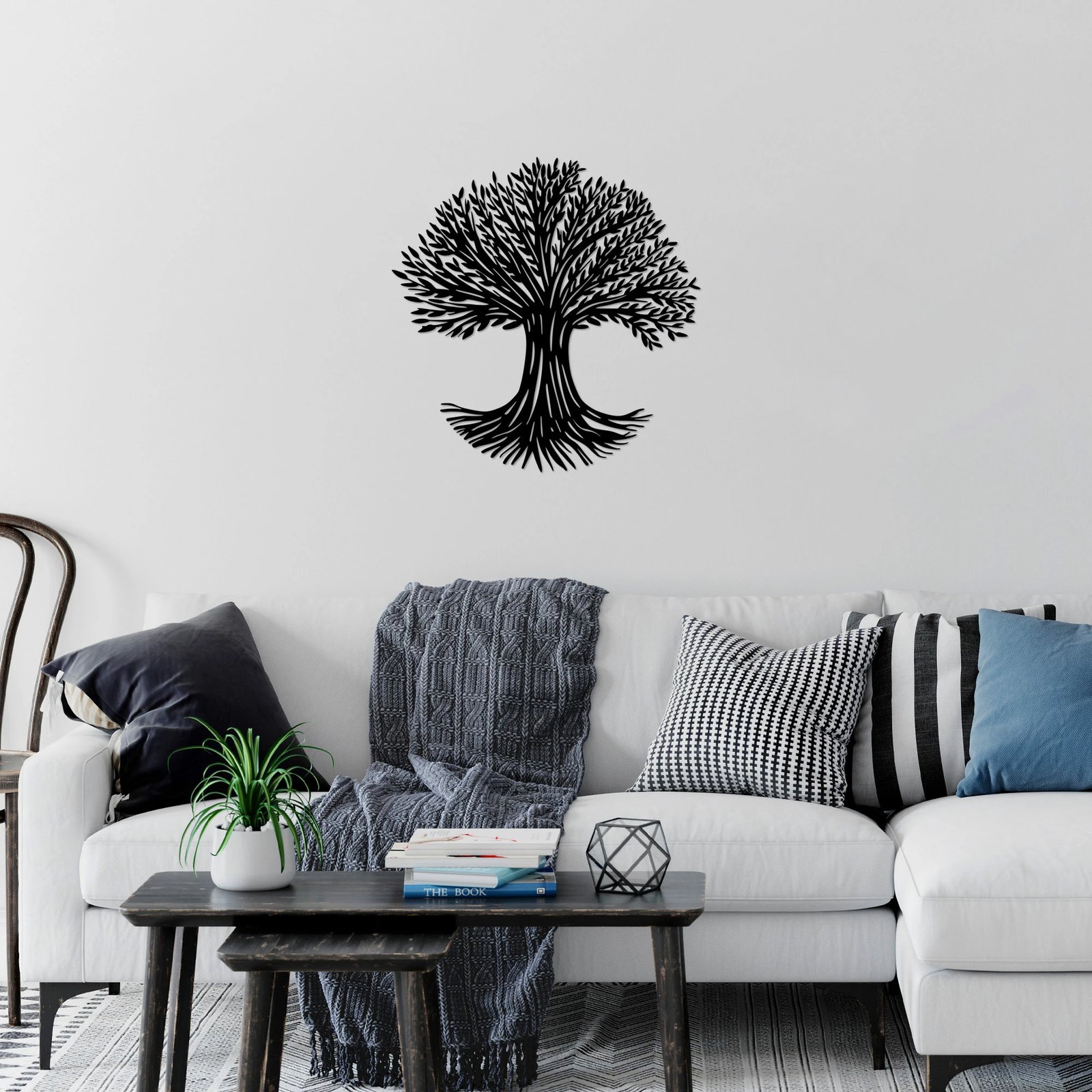 Aksesor dekorativ metalik për mur, Monumental Tree, Wallity, 67x68cm, i zi