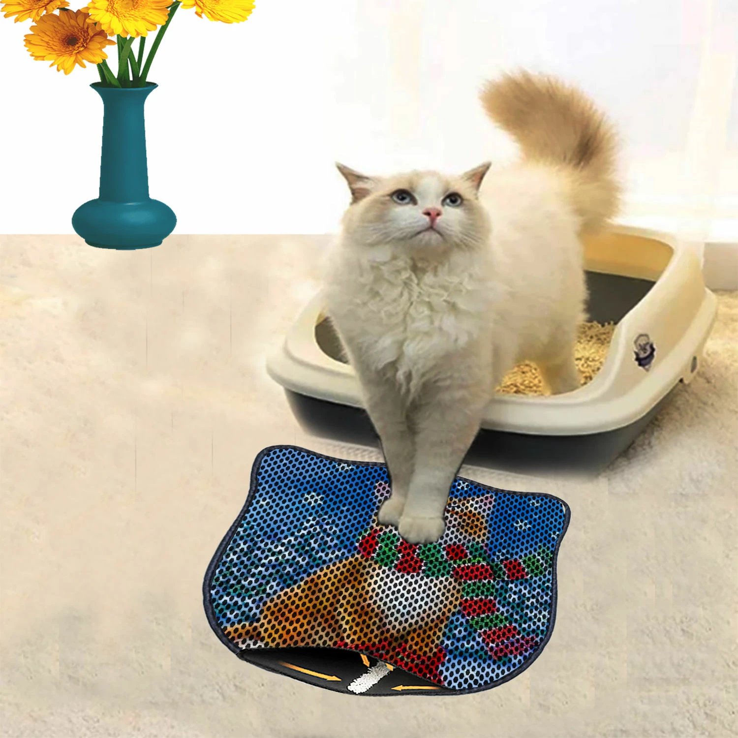 Tapet për rërë mace, shumëngjyrësh, Paws & Whiskers, Kdkafa0176, 40x50cm