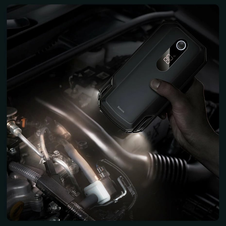 Jump starter Baseus CGNL020001, powerbank 20000mAh, 12V, 2000A, me kabllo krokodili, e zezë