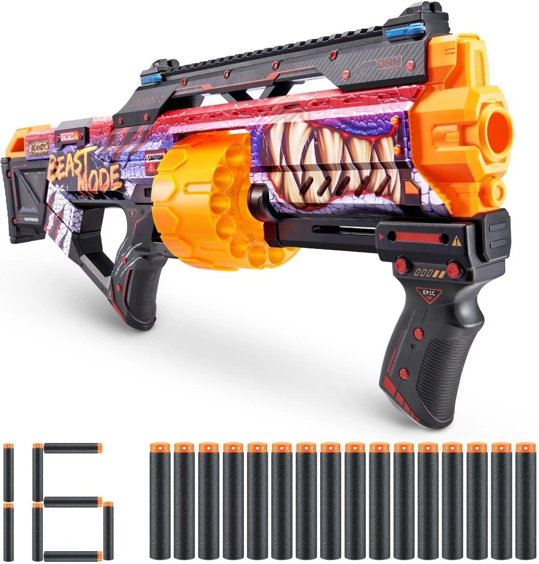 Blaster lodër ZURU X-Shot SKINS Last Stand Beast OuT, 16 shigjeta, shumëngjyrësh