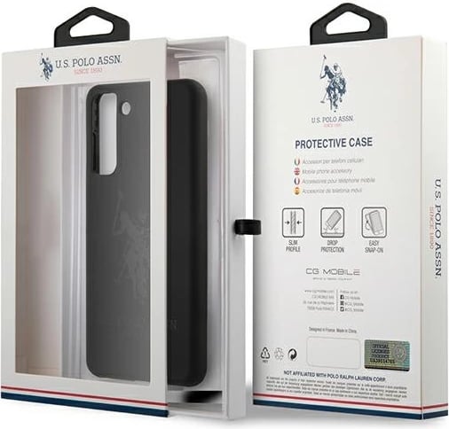 Mbështjellës U.S. Polo Assn. USHCS21MSLHRTBK Silicone On Tone për Samsung Galaxy S21+, i zi