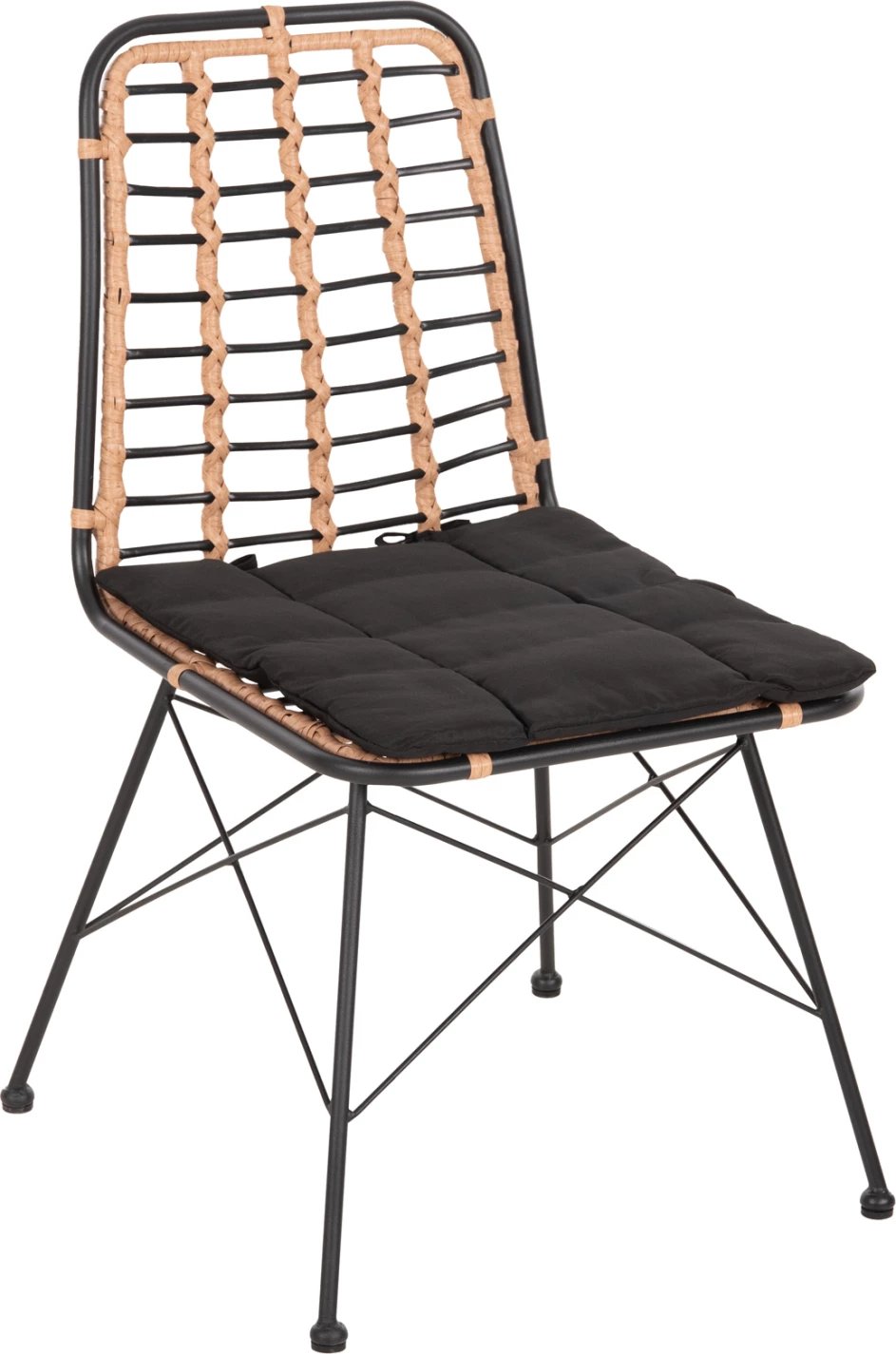 Karrige metalike për ngrënie ALLEGRA FH5691.11, Wicker, ngjyrë bezhë-e zezë, 51x54x84H cm