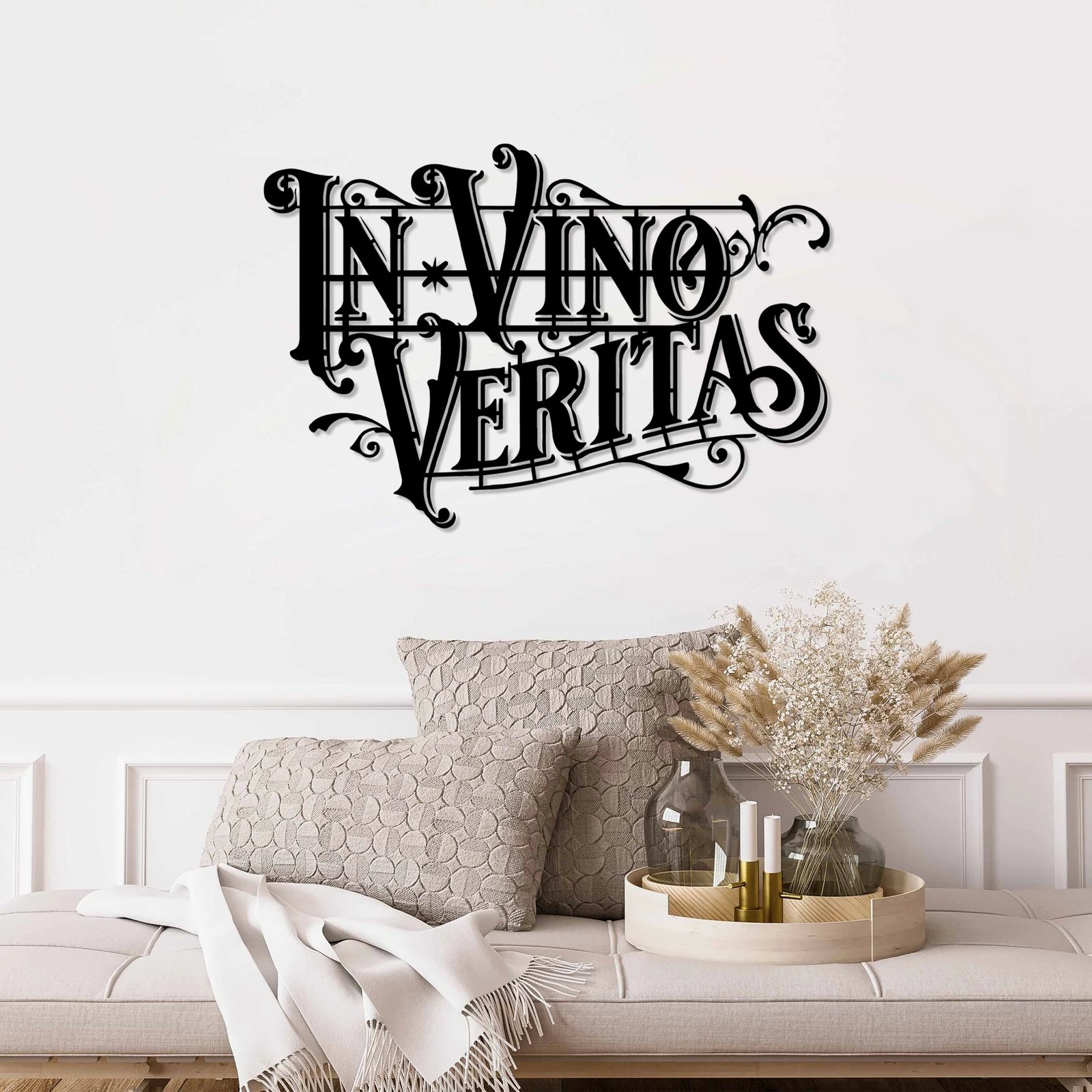 Aksesor dekorativ metalik për mur, Wallity Veritas 2, ngjyrë e zezë, 60x41cm