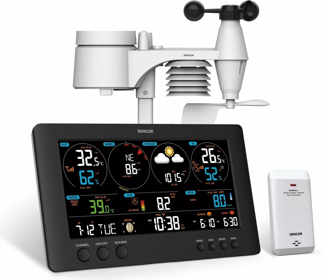 Stacion meteo Sencor SWS 12500 me WiFi, LCD 21.4cm, i zi, shumëngjyrësh