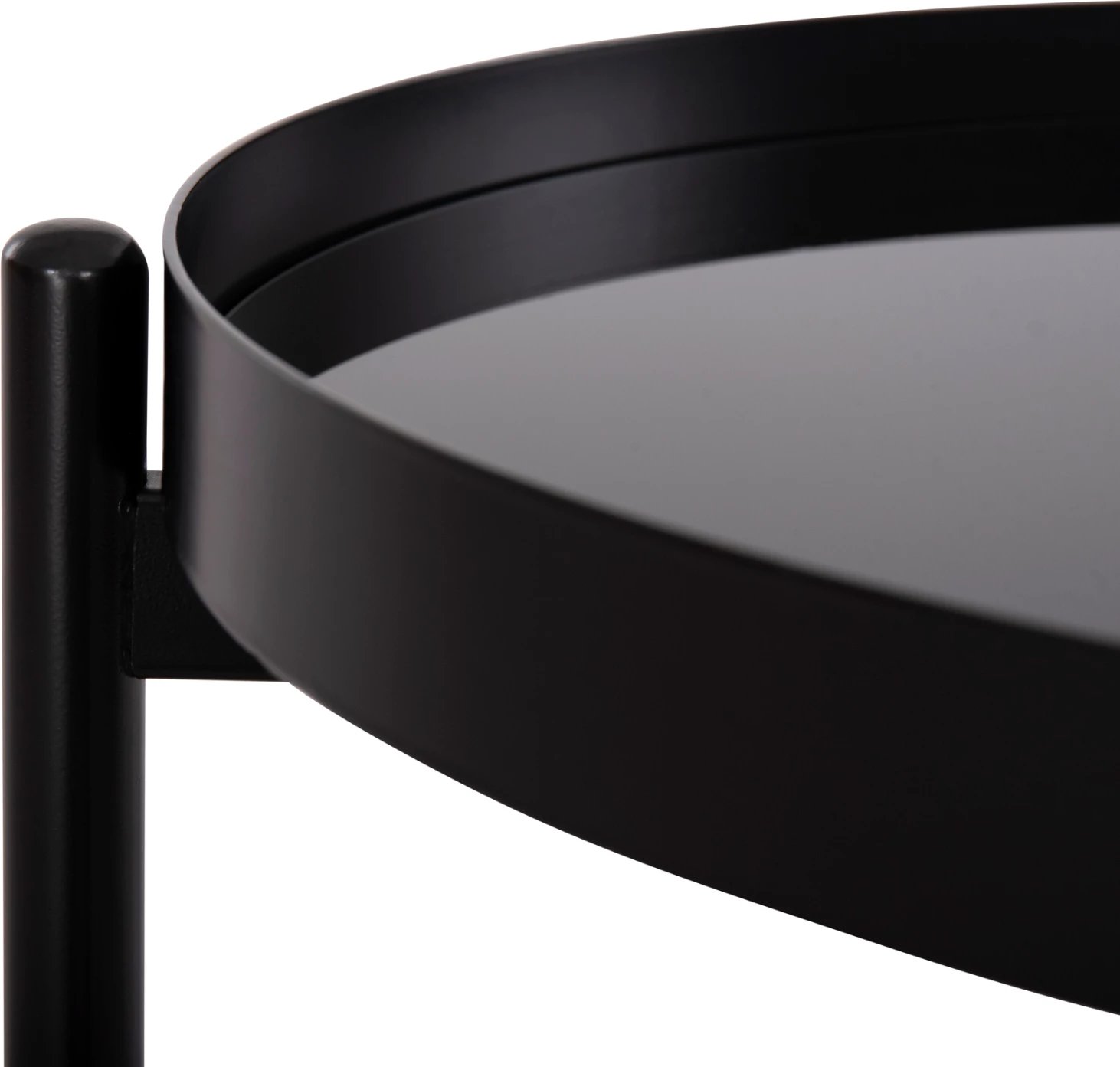 Tavolinë anësore SEITZ FH18031, sipërfaqe qelqi, metal, rattan, Φ50x55.5Hcm