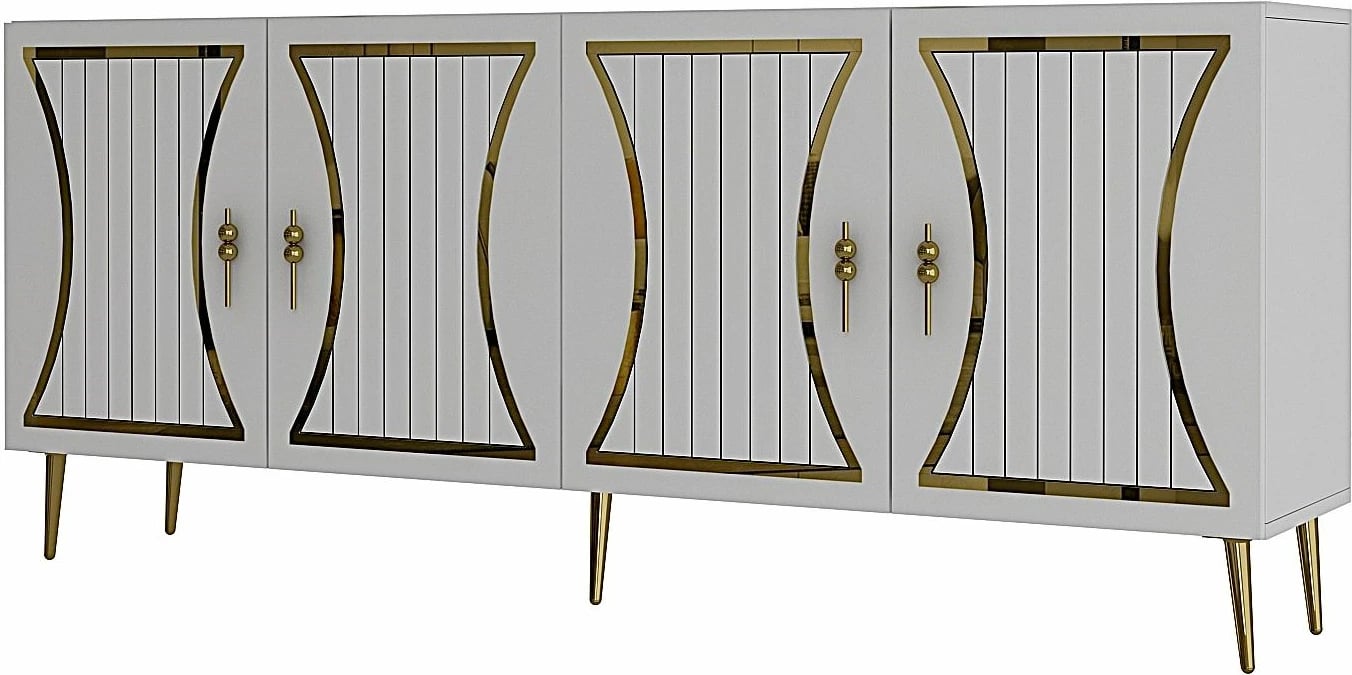 Konsolë Skye Decor, e bardhë, ari