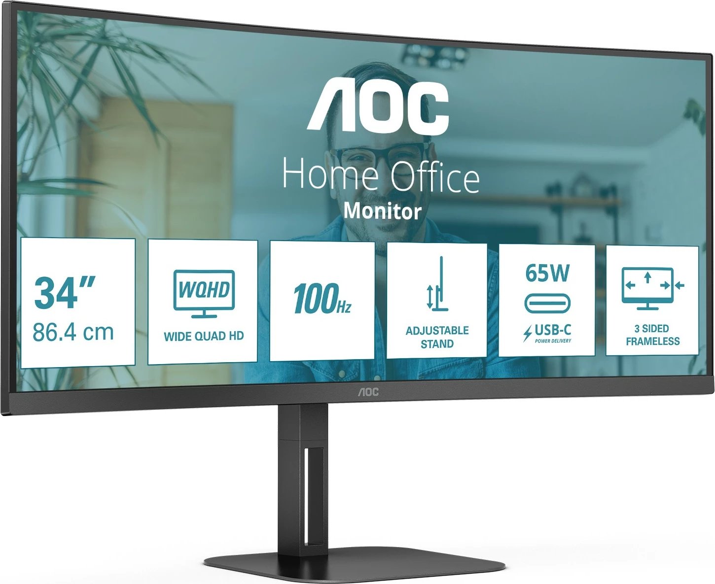 Monitor AOC V5 CU34V5C/BK, 34", 3440 x 1440, LED, i zi