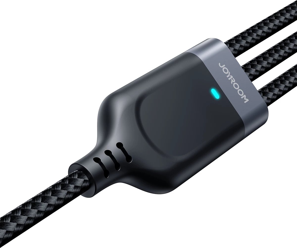 Kabllo 3-në-1 Joyroom Multi-Use Series S-A18, 0.3m, USB-A në Lightning/USB-C/micro USB, e zezë