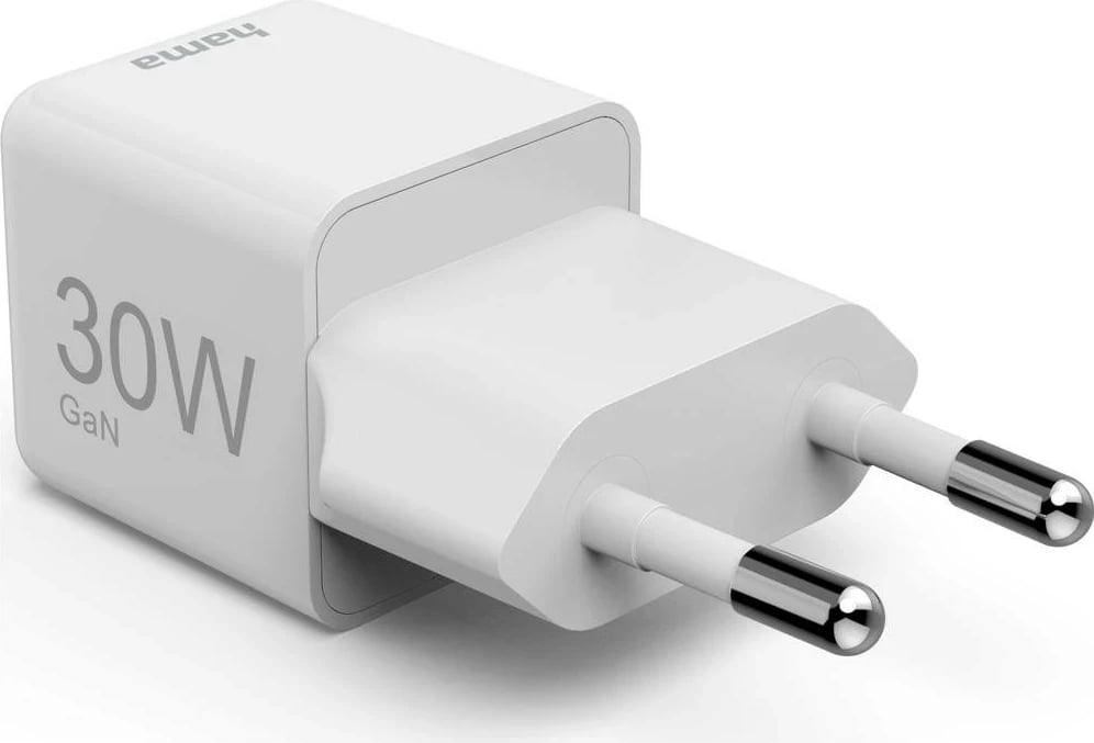 Karikues mini Hama GaN PD/QC 1x USB-C, 30W, i bardhë Karikues mini Hama GaN PD/QC 1x USB-C, 30W, i bardhë