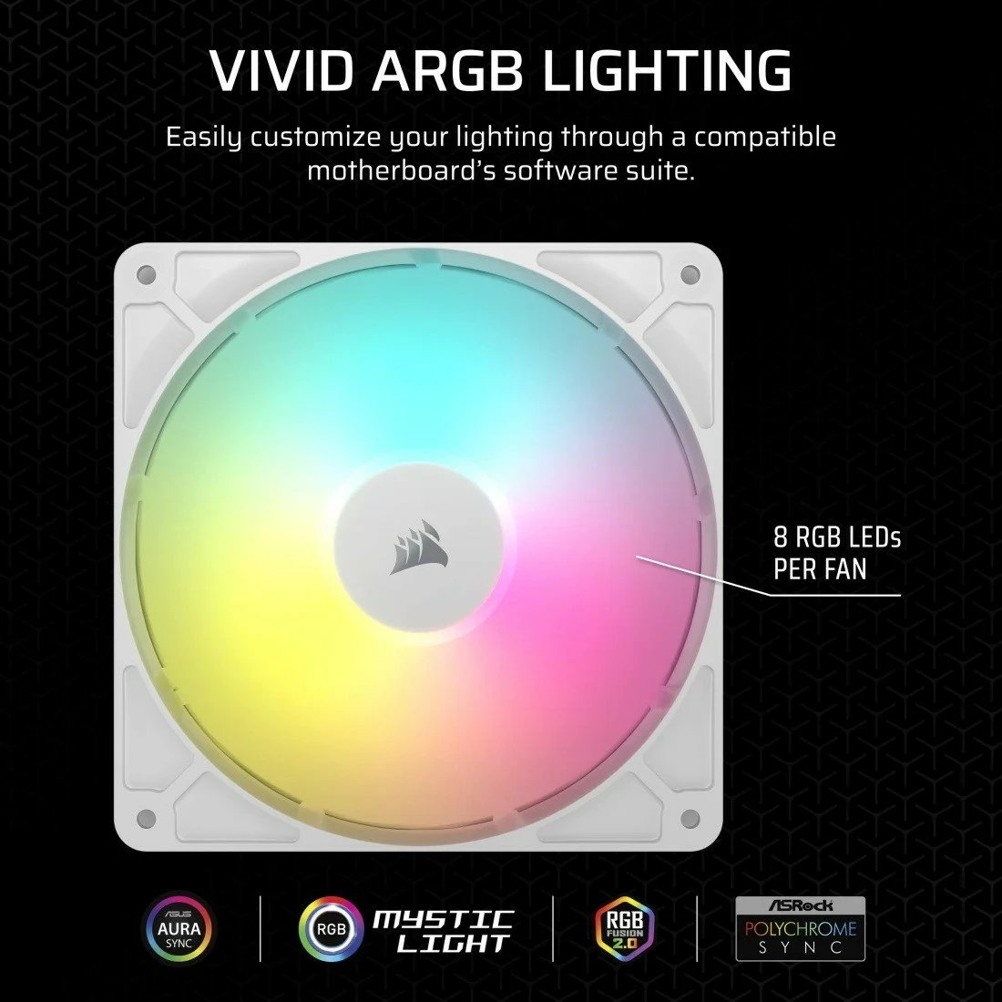 Ventilator kase Corsair RS140 ARGB, 140mm, i bardhë