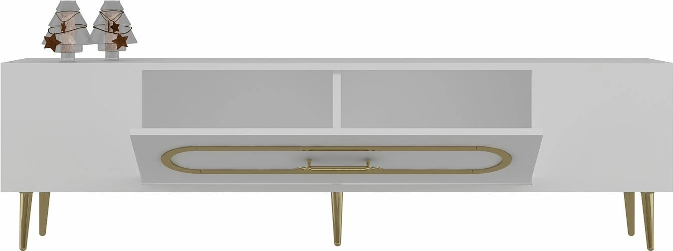 Komodë TV Skye Decor, e bardhë, e artë, Dekop3