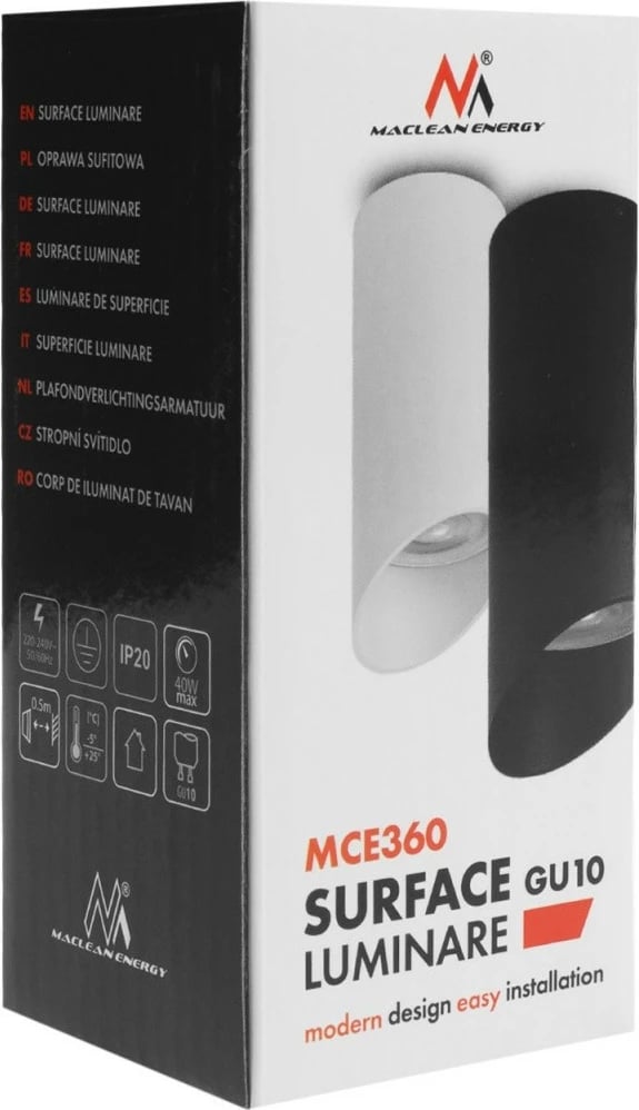 Llambë spot Maclean MCE360 W, alumini, GU10, e bardhë