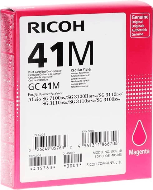 kartrixh bojë, Ricoh, GC41M / 405763, 2200 faqe, magenta