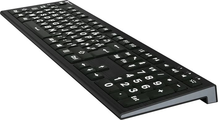 Tastierë LogicKeyboard XL-Print Astra 2, AZERTY, bardhë në të zezë, PC