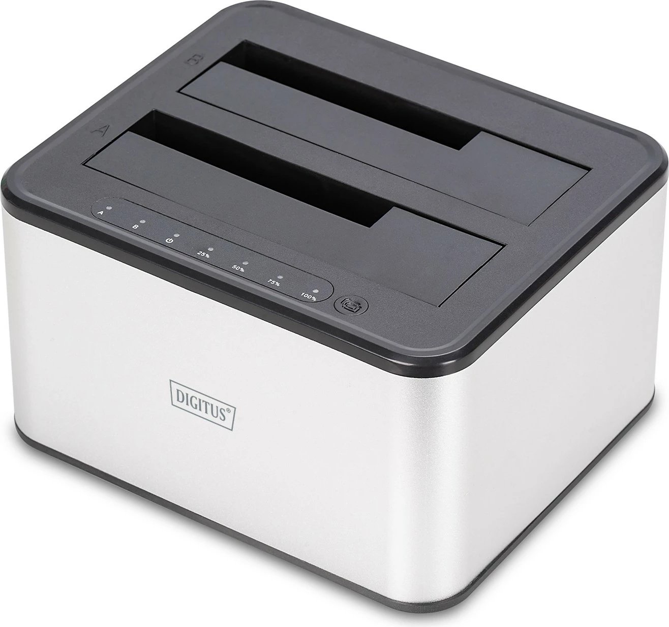 Docking station Digitus USB 2x 2.5/3.5 SATA, zi/bardhë
