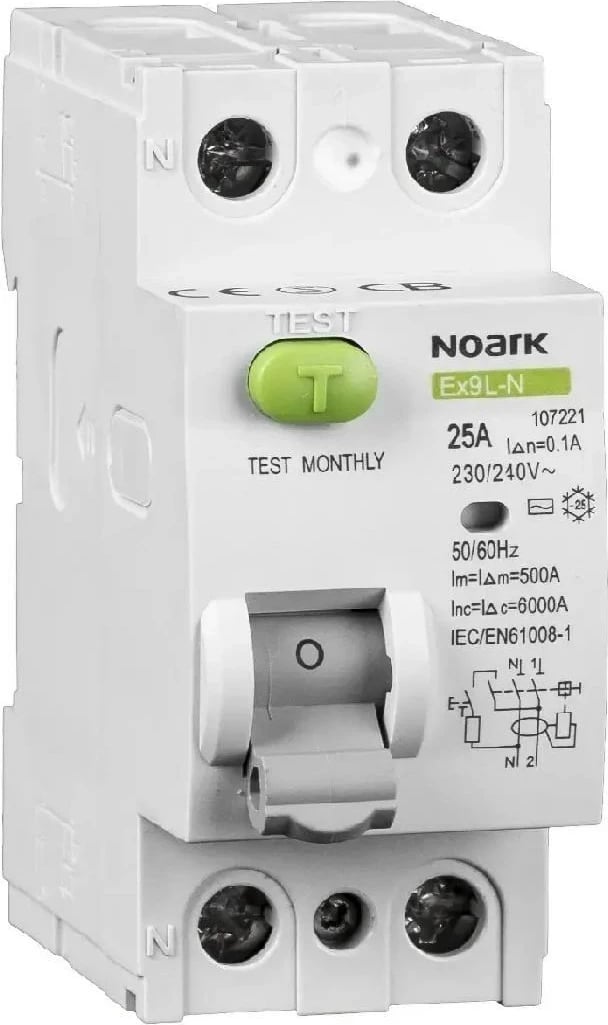 Ndërprerës diferencal Noark Ex9L-N, 2 pole, 40A, 30mA, i bardhë