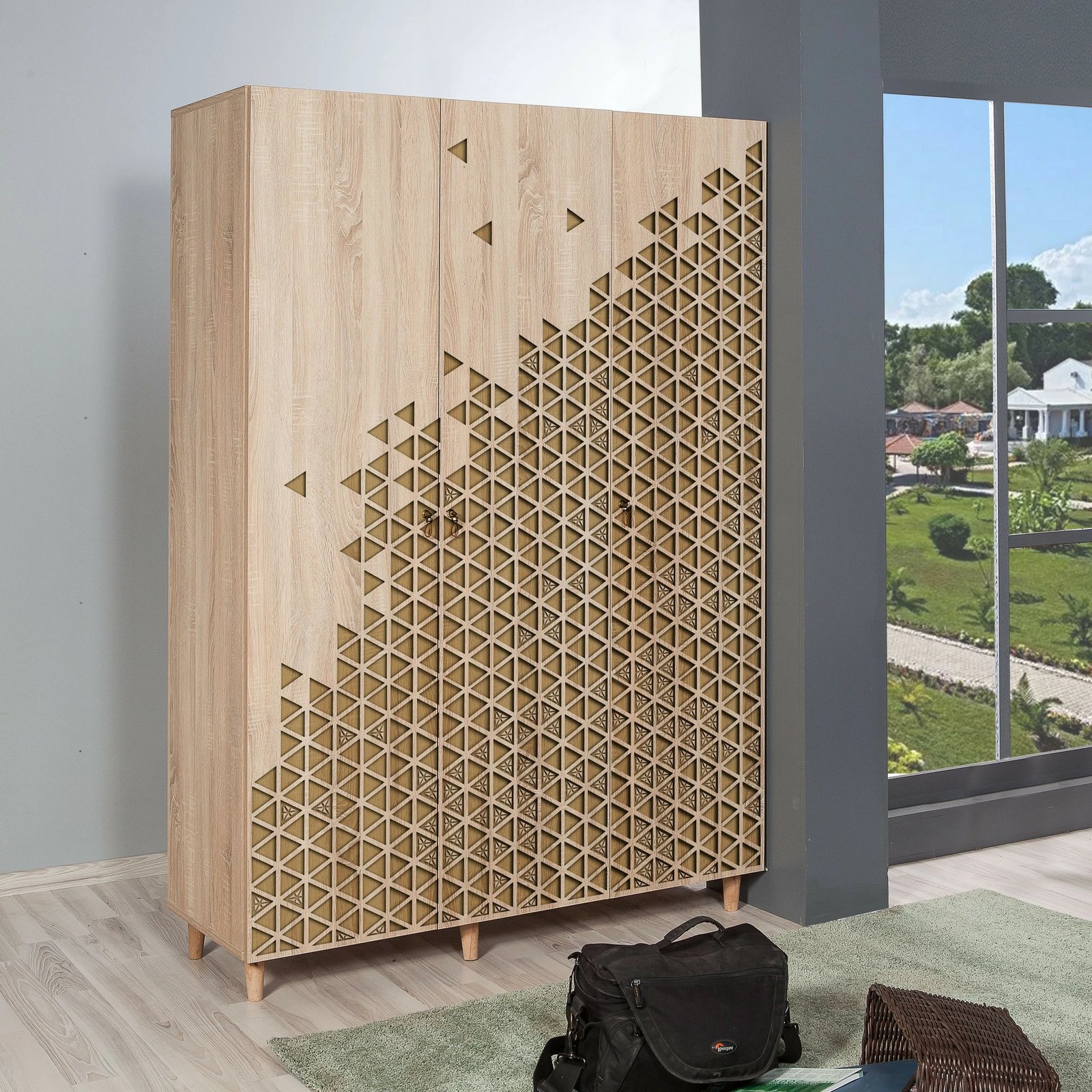 Dollap Hanah Home, Mode-120, ngjyrë lisi Sonoma